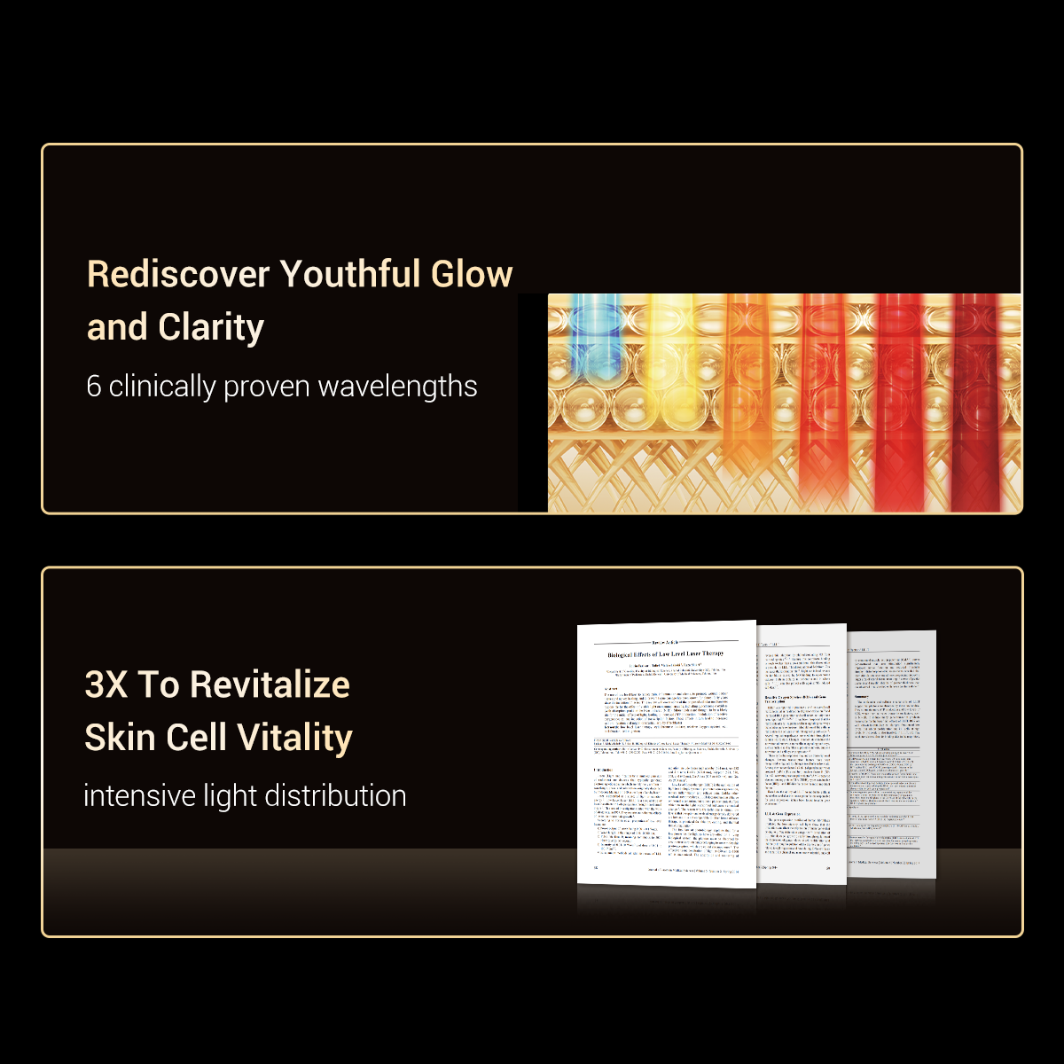 JOVS Alva light therapy device features 6 clinically proven wavelengths and intensive light distribution for skin cell vitality.