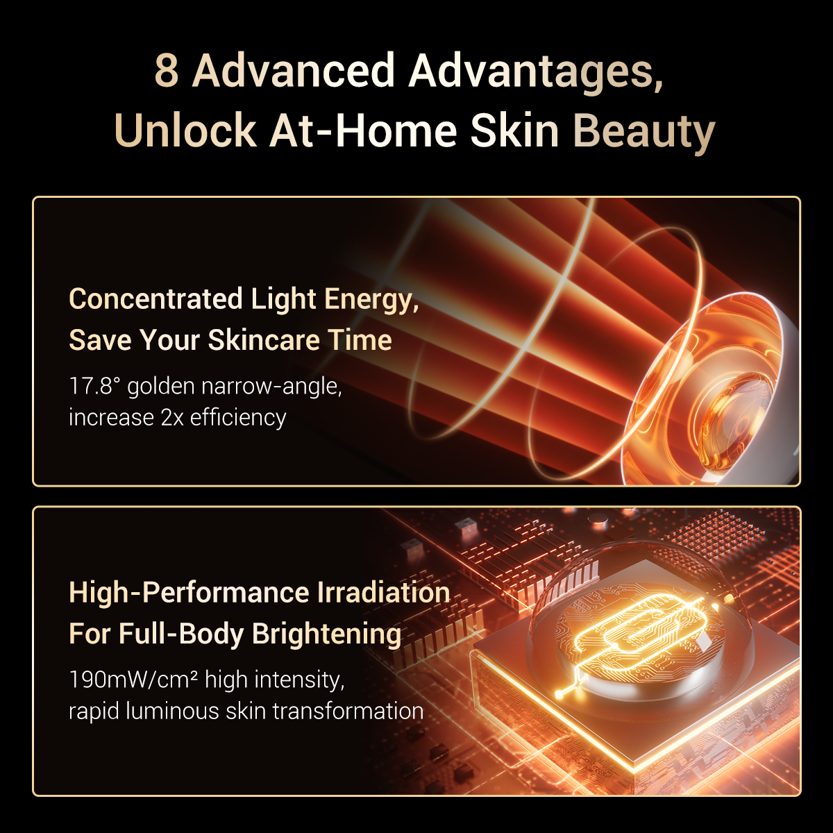 JOVS Alva for light therapy at home, offering concentrated light for skincare efficiency and full-body brightening.